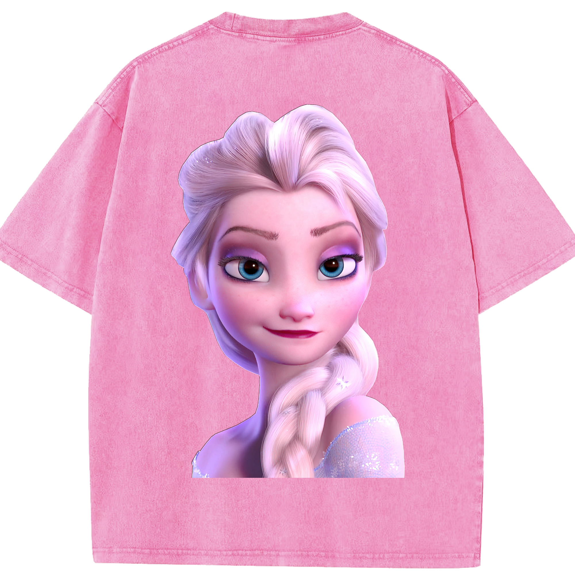 （画像用） アナと雪の女王 アンナ エルサ Frozen Anna Elsa 綿100% ヴィンテージ風 半袖Tシャツ（背面プリント）